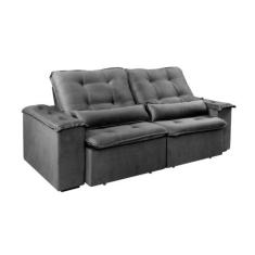 Sofá 3 Lugares Retrátil e Reclinável Porto Belo Cinza 220cm - ZARAT ES