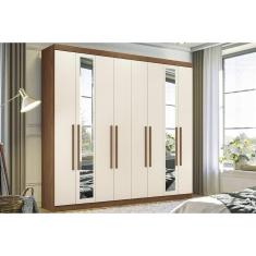 Guarda Roupa Casal Master New 8.4 8 Portas de Bater 4 Gavetas MDP Jatobá-areia Santos Andirá