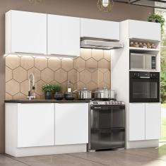 Cozinha Completa Madesa Lux 270001 com Armário e Balcão - Branco/Branco Veludo