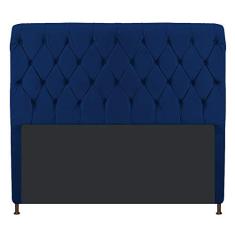 Cabeceira Estofada Cristal 160 cm Queen Size Com Capitonê Suede Azul Marinho - ADJ Decor