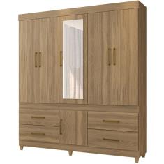 Guarda-Roupa Casal Demóbile Guarujá 6 portas 4 gavetas com espelho e pés Amendola Touch 134