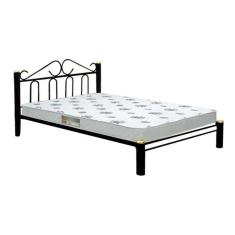 Cama Casal Ferro Com Cabeceira M Preta E Estrado Em Pinus 002