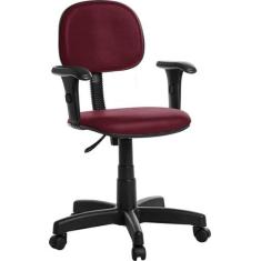 Cadeira De Escritório Secretaria Com Braço Bordô Rj - Goldflex
