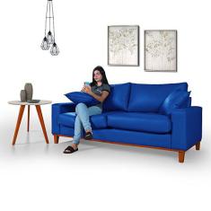 Sofá Living Istambul em Material Sintético - Essencial Estofados, Azul