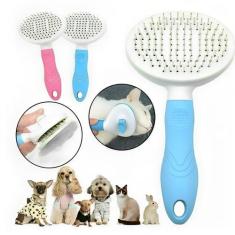 Escova Rasqueadeira Pet Autolimpante Tira Pelos Gatos Cães Cachorro Má