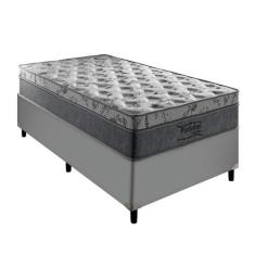 Conjunto Cama Box Solteiro Cinza Palermo Molas Ensacadas - Portobel