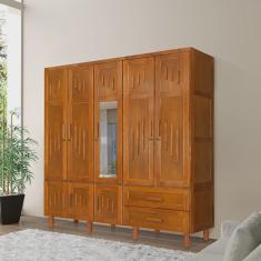 Guarda-roupa Imperatriz 5 Portas Castanho com Espelho