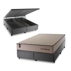 Conjunto Box Baú San Diego Bege 193x203x74 Espuma D33 - King House