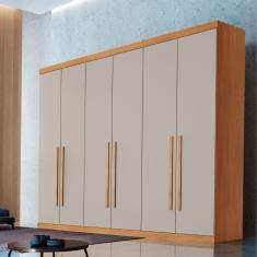 Guarda Roupa Casal Encanto 100% Mdf 6 Portas E 4 Gavetas Ruf Naturalle/off White