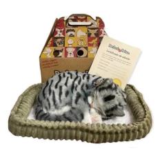 Brinquedo De Pelúcia Que Respira Perfect Petzzz Acompanha Pilha Gato Cinza