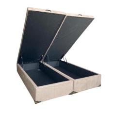 Cama Box Baú Casal Bipartido Suede Bege Com Pistão A Gás, Imperium do 
