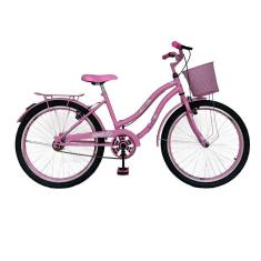 Bicicleta Infantil Aro 24 Menina Com Cestinha Freio V Brake Rodas Alumínio Aero-Feminino