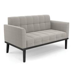 Sofá Namoradeira Base Madeira Fixa Preto Elisa Bouclê D03 - D'rossi Cor Cinza