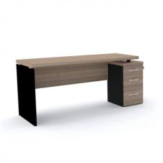 Escrivaninha Mesa Escritório Estação de Trabalho com Chave 164cm Noce 