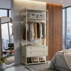 Guarda-Roupa Closet Industrial Olivar com Cabideiro 2 Gavetas 89cm - O