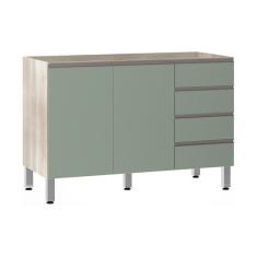Balcão De Pia Sem Tamp 120cm E Luci Legno Crem e Verde Jade