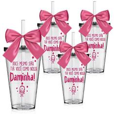 4 Copos Convite Personalizados para Daminha - Doce Mesmo