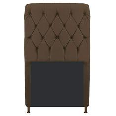 Cabeceira Estofada Cristal 90 cm Solteiro Com Capitonê Suede Marrom - ADJ Decor