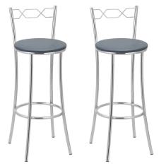 Kit 2 Banquetas Cromadas BC51-A A144 Cromado/Cinza
