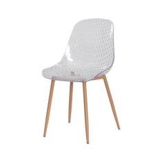 Cadeira Sol Transparente Base Metal Sala Cozinha Jantar - Waw Design