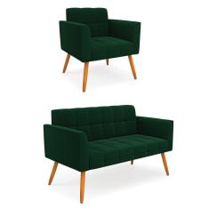 Namoradeira e Poltrona Pé Palito Castanho Elisa Bouclê D03 - D`Rossi