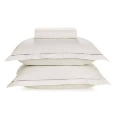 Lençol com Elástico Queen friso cinza Karsten 180 Fios Percal 100% Algodão com Fronha Royal Branco