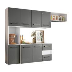 Armario Cozinha 7 Portas e 2 Gavetas Juliete - Nicioli, Branco/Chumbo