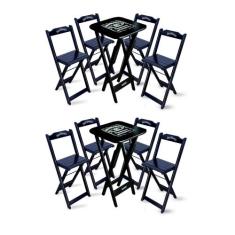 Kit 2 Conjuntos de Mesa Bistrô Dobrável Jack Daniel's com 4 Banquetas 