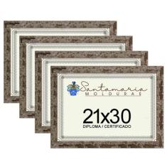 Kit 4 Molduras Porta Diploma Certificado A4 21x30 Marrom - Santamaria 