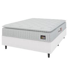 Cama Box Casal Colchão Espuma D33 Pillow Top Van Gogh 138x188x62cm Branco Hellen - Suporta Até 120kg
