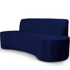 Sofá 3 Lugares Sala de Estar 180 cm Bélgica Veludo Azul Marinho G15 - 