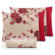 Jogo de cama King 3pç estampado ponto palito 100% algodão - SAFIRA ENX