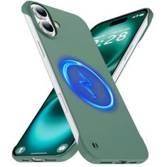 GRECAZO Capa Magnética Fina Adequada para iPhone 16 Capa de Telemóvel 15.5 cm (2024) Ultrafina Leve Durável Sem Moldura Fosca Rígida para MagSafe Capa Capa com Anel de Puxar À Prova de Choque Corda
