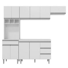 Cozinha com Balcão e Tampo 120 cm Ambiente Andréia Branco Brilho - ajl