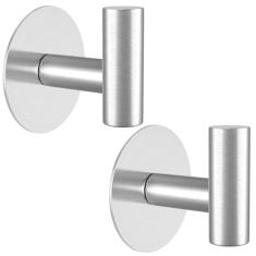 VINHOLD Ganchos de parede resistentes de aço inoxidável, ganchos autoadesivos, ganchos de toalha para pendurar roupões, aventais, casacos e chapéus em banheiros, cozinhas e hotéis (pacote com 2,