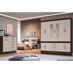 Guarda Roupa Casal 10 Portas E 3 Gavetas C/ Espelho New Murano Amêndola Touch - Demóbile