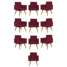 Kit 10 Cadeiras Poltronas Decorativa - Escritório - Recepção Cor:marsala
