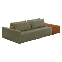 Sofá Ilha 2 Lugares Living 252cm Modulado Lary Bouclê K01 Cor Verde - 