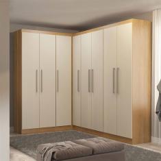 Guarda Roupa Casal de Canto 166x240cm 5 Peças MDP Carvalho Menu Móveis