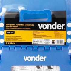 Banqueta Plástica Dobrável Azul 220mm Com Encosto Vonder