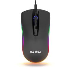 Mouse com fio 1600dpi óptico de 4 teclas, luz de fundo USB RGB