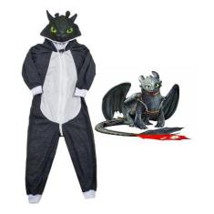 Pijama Infantil Macacão Kigurumi Fantasia Dragão Ba Parmalat, Cinza, 8