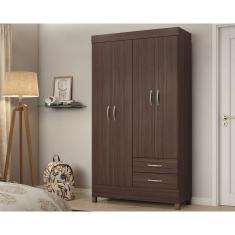 Guarda Roupa Solteiro Astro 4 Portas de Abrir 2 Gavetas 100% MDP Cafe Touch Demóbile