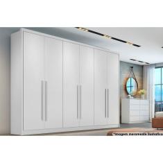 Guarda Roupa Casal Robust Livorno 6 Portas de Abrir 8 Gavetas MDF Neve Novo Horizonte