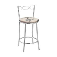 Kit 2 Banquetas Cromadas Assento Espuma D15 Treparoni Bege