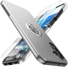 Yamink Capa para Galaxy A14 5G com protetor de tela (vidro temperado), capa protetora híbrida 2 em 1, fina, resistente, com suporte de anel magnético invisível para Galaxy A14 5G de 6,6 polegadas,