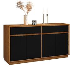 Aparador Buffet Para Sala De Jantar 1,50m Com 4 Portas e 2 Gavetas Ana Ype Preto New Ceval