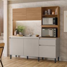 Cozinha Compacta para Pia Amaranto 5 Portas 1 Gaveta Amêndola/Nude Prime Tx - Demóbile