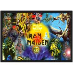 Quadro Decorativo Bandas Iron Maiden Eddies Com Moldura Salas e Quarto