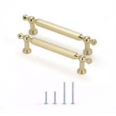 Sunlithor Puxador retrô de latão para móveis de cozinha, puxador de gaveta, puxador vintage, comprimento de sobreposição de 12,7 cm, 9,7 cm de centro a centro.